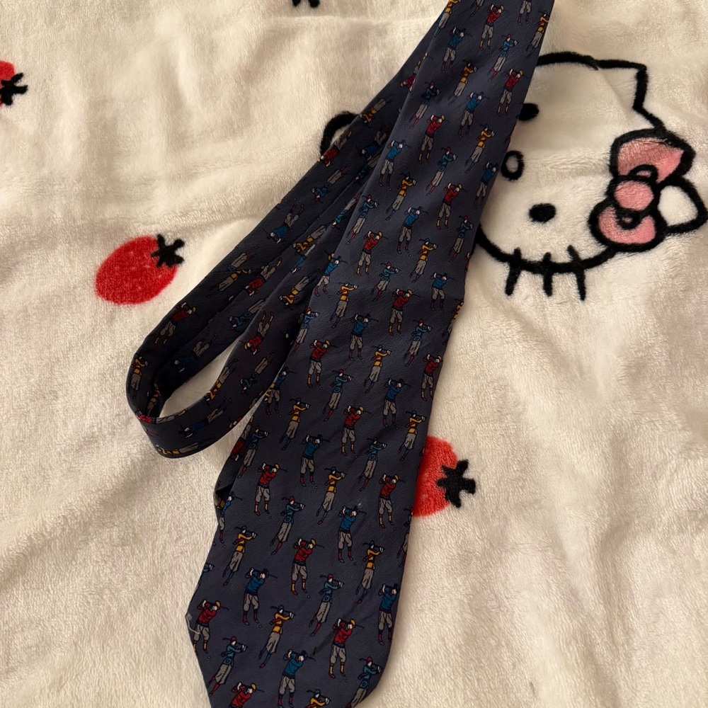 Bally Dark Blue Tie with Multicolor Golfers